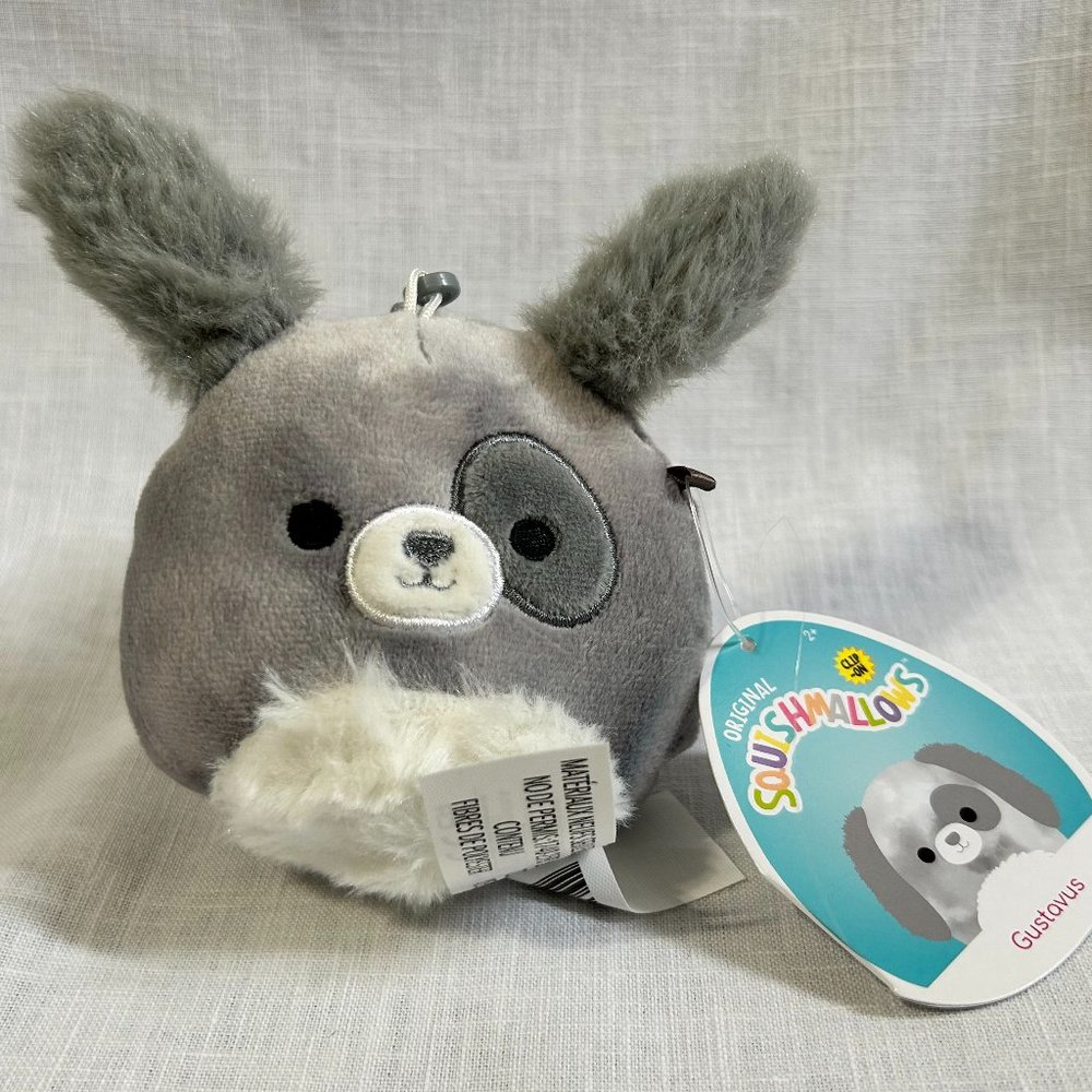 Squishmallow Kelly Toy Gustavus Clip On Backpack Dangler Mascot Dog New w Tag